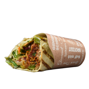 Ein Wrap gefüllt mit Bulgur und Salat