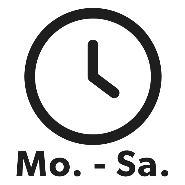Montag bis Samstag verfügbar